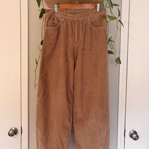 High-Rise Wide-Leg Corduroy Pants in Camel